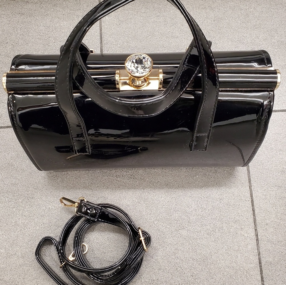 Diamond Black Patent Purse